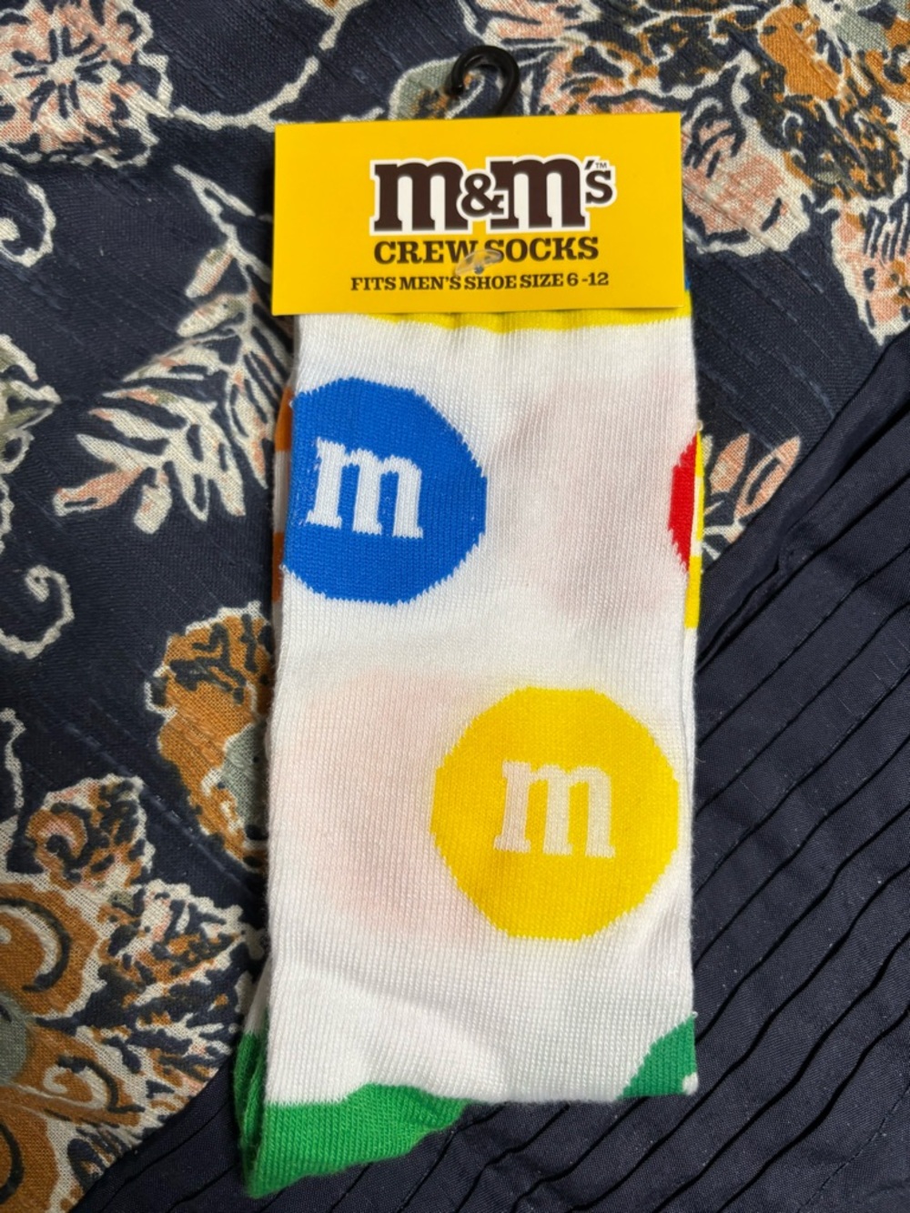 M&M'S White Crew Socks with Blue, Yellow, Green & Red Candy Dots